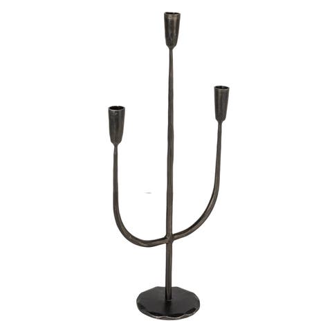 Hand-Forged Metal Candelabra, Antique Black Finish