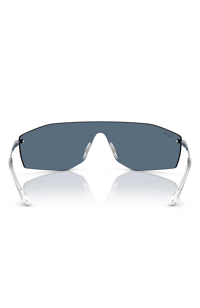Ray-Ban 141mm Irregular Shield Sunglasses, Alternate, color, Silver / Dark Blue