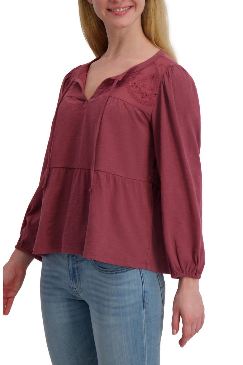 Long Sleeve Cotton Babydoll Top, Alternate, color, WILD GINGER