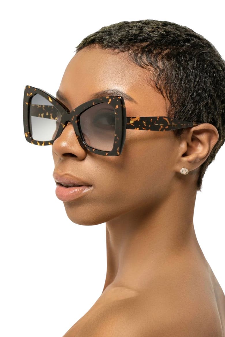 Monarch Cat Eye 52mm Sunglasses, Alternate, color, Black