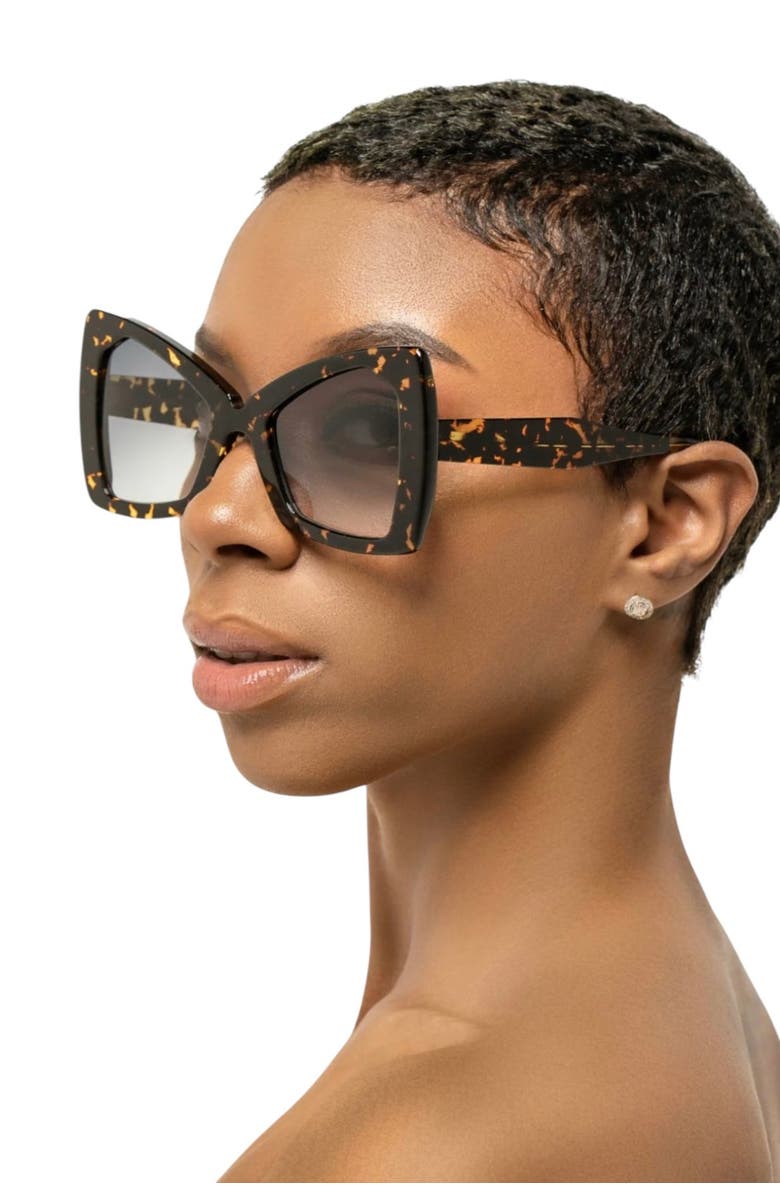 Tribal ëyës Monarch Cat Eye 52mm Sunglasses, Alternate, color, Black