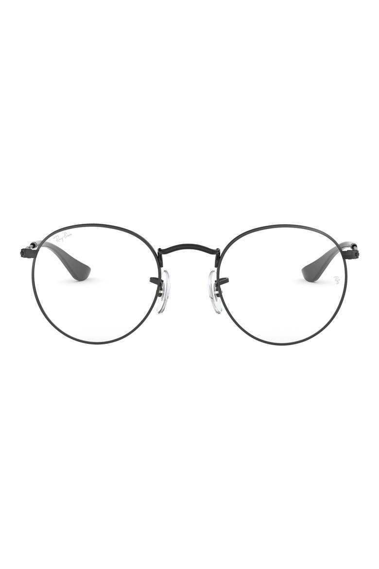 Ray-Bay 47mm Round Optical Glasses, Main, color, MATTE BLACK