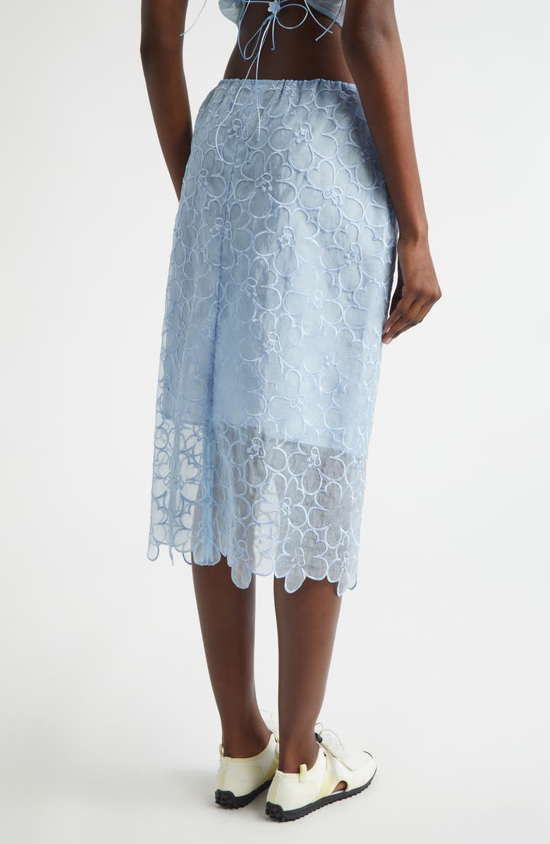 Cecilie Bahnsen Bria Floral Embroidered Organza Midi Skirt, Alternate, color, Light Blue Felicia Embroidery