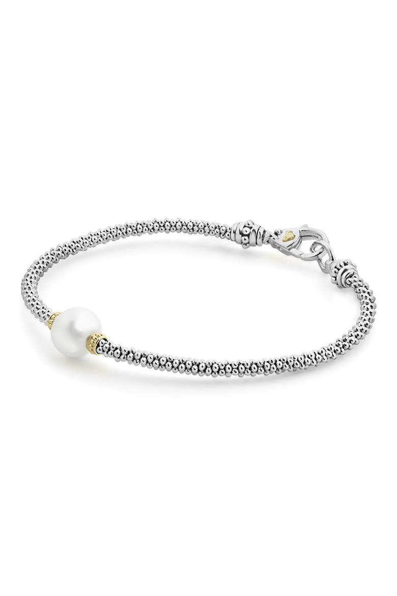 Luna Pearl Single Station Caviar Bracelet, Alternate, color, SILVER/ PEARL
