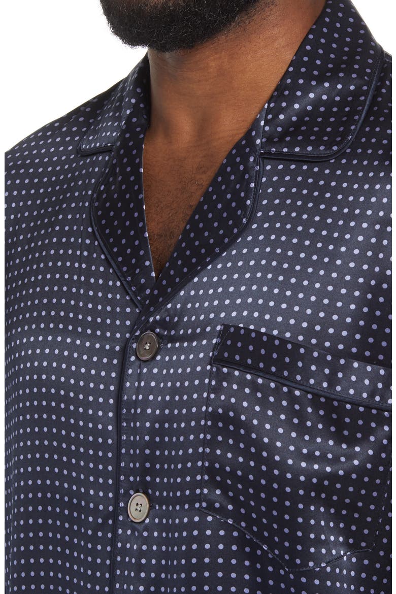 Dot Silk Pajamas, Alternate, color, NAVY DOT