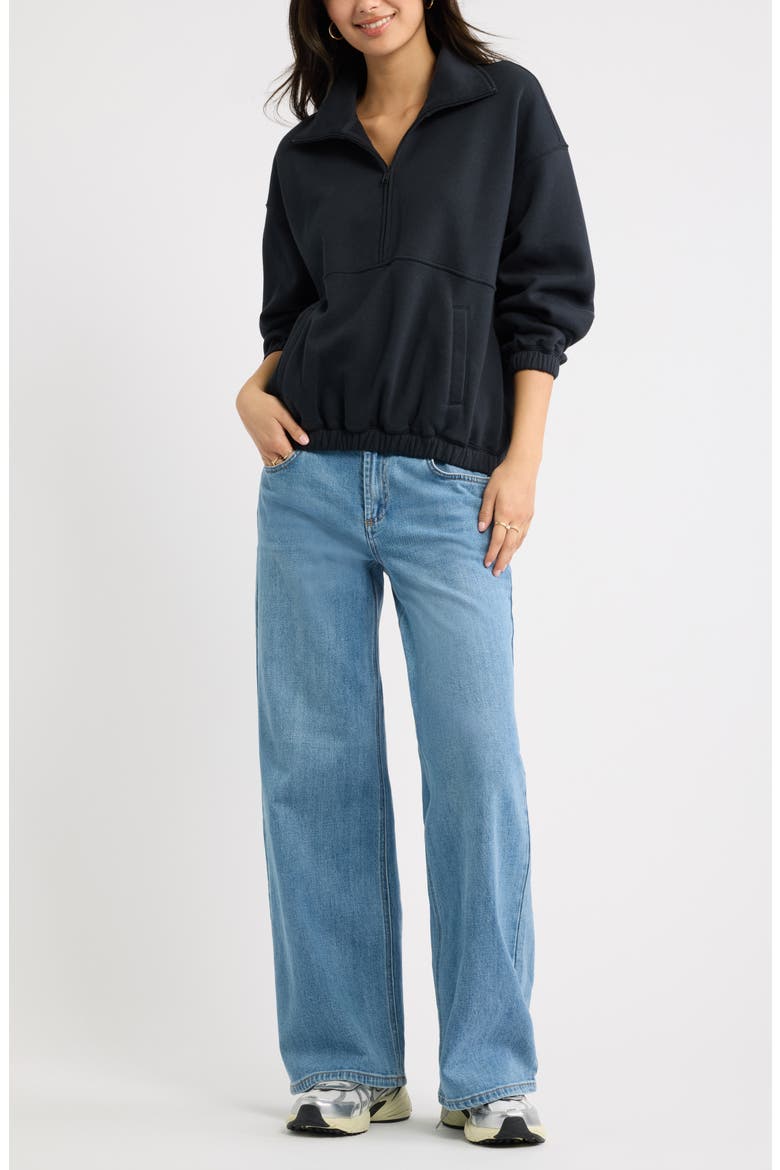 Half Zip Sweatshirt, Alternate, color, BLACK JET