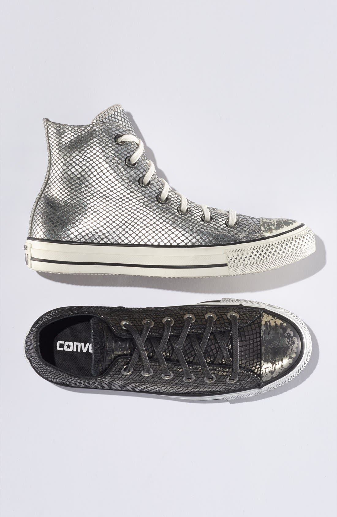 Chuck Taylor® All Star® Snake Embossed Leather Sneaker, Alternate, color, BLACK