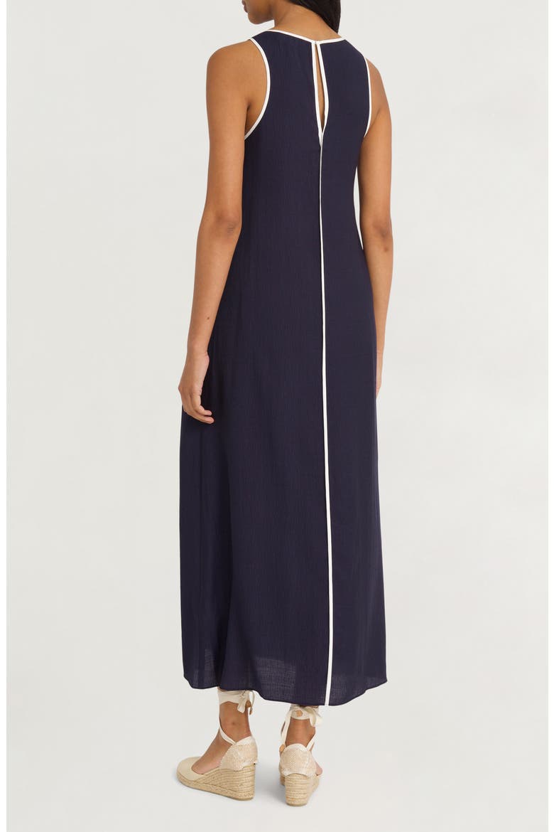 Contrast Piping Maxi Dress, Alternate, color, NAVY BLAZER
