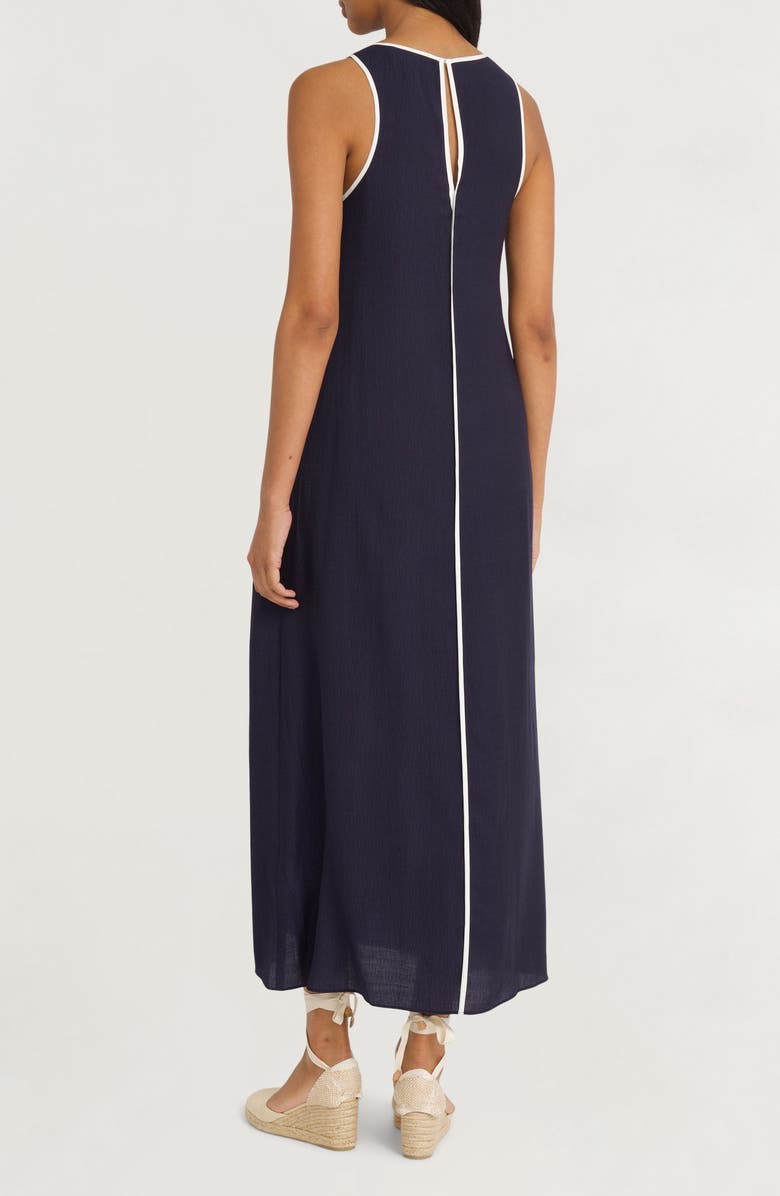 The Good Journey Contrast Piping Maxi Dress, Alternate, color, Navy Blazer