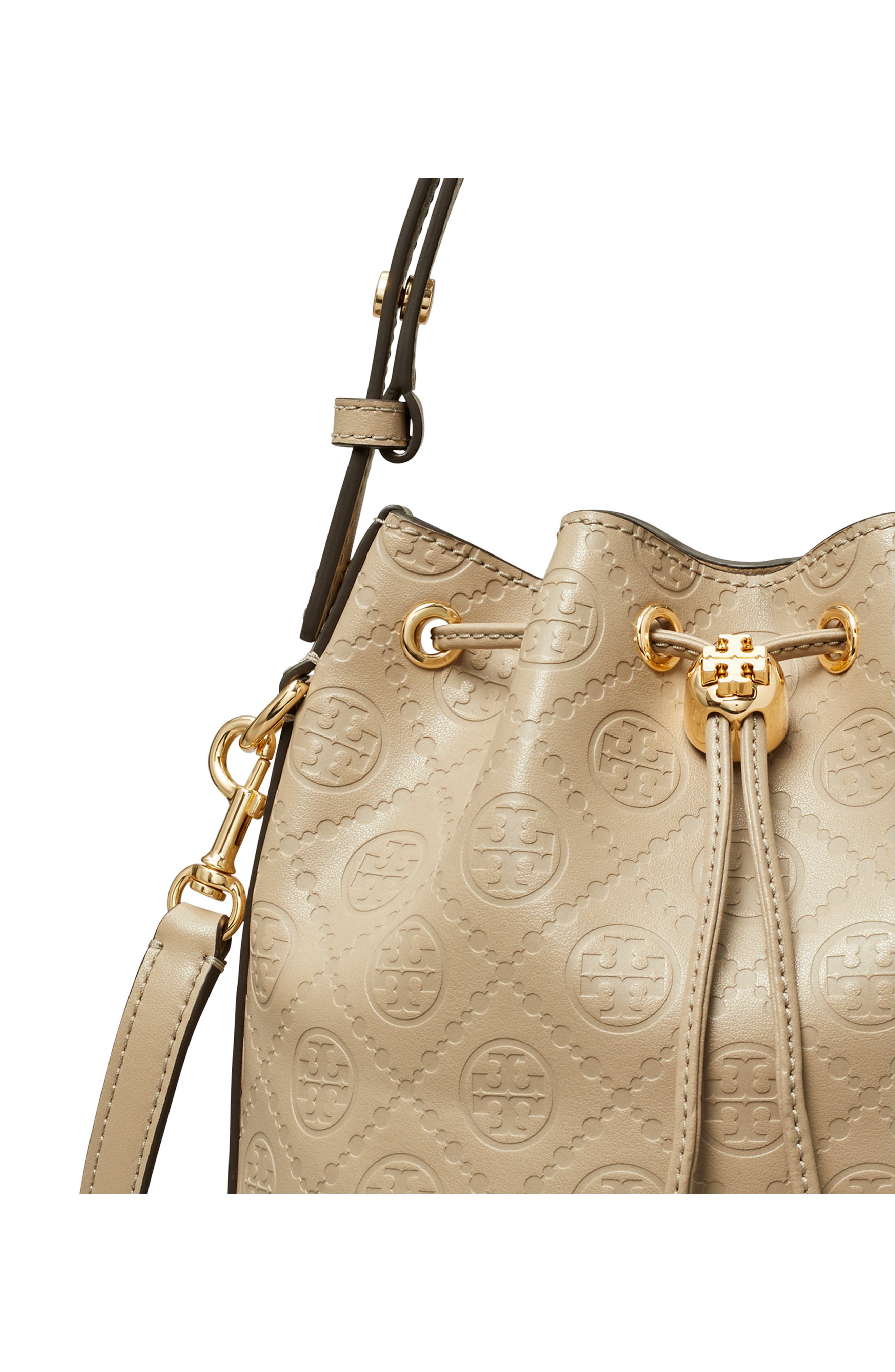 Tory Burch T Monogram Debossed Bucket Bag, Alternate, color, Fresh Clay