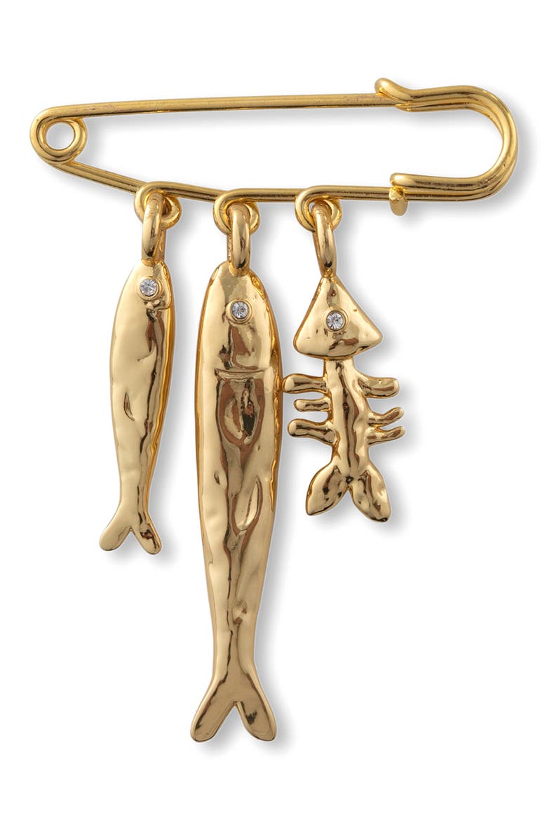 Sardine Brooch, Main, color, GOLD PLATED