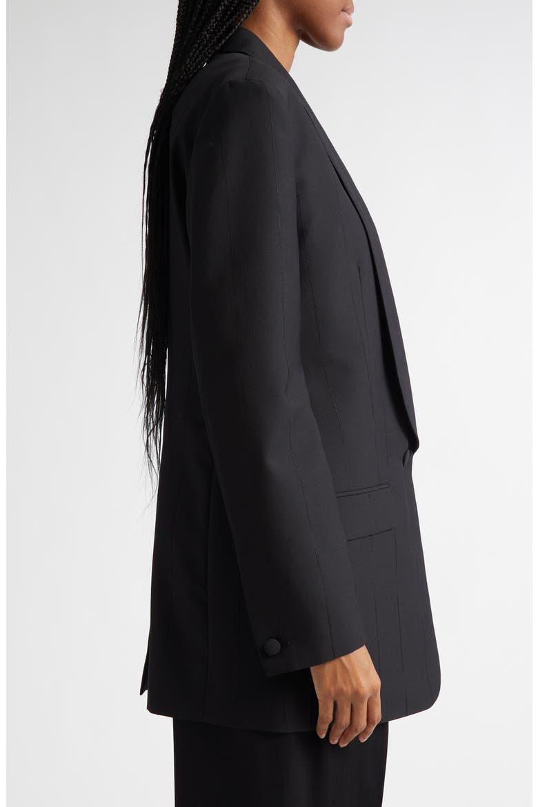 Metallic Pinstripe One-Button Blazer, Alternate, color, BLACK