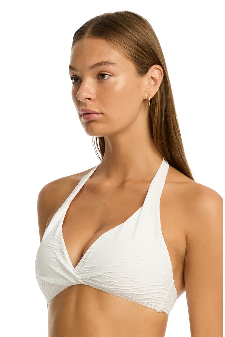 De Soleil Twist Front Multifit Bikini Top, Alternate, color, WHITE