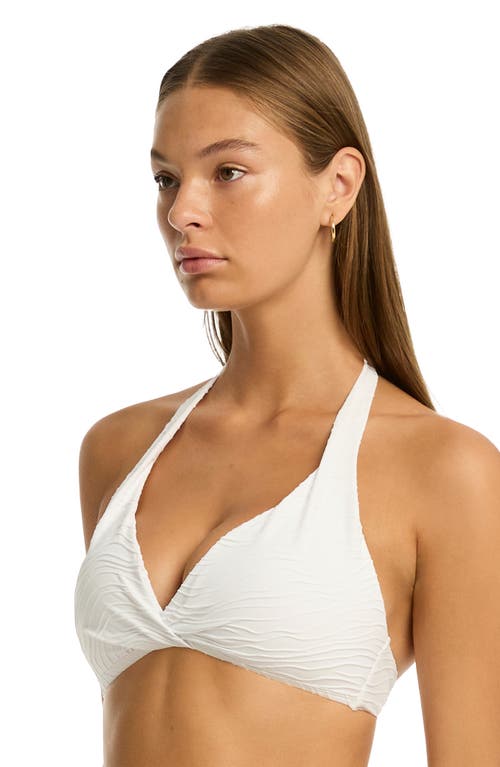 Sea Level De Soleil Twist Front Multifit Bikini Top In White