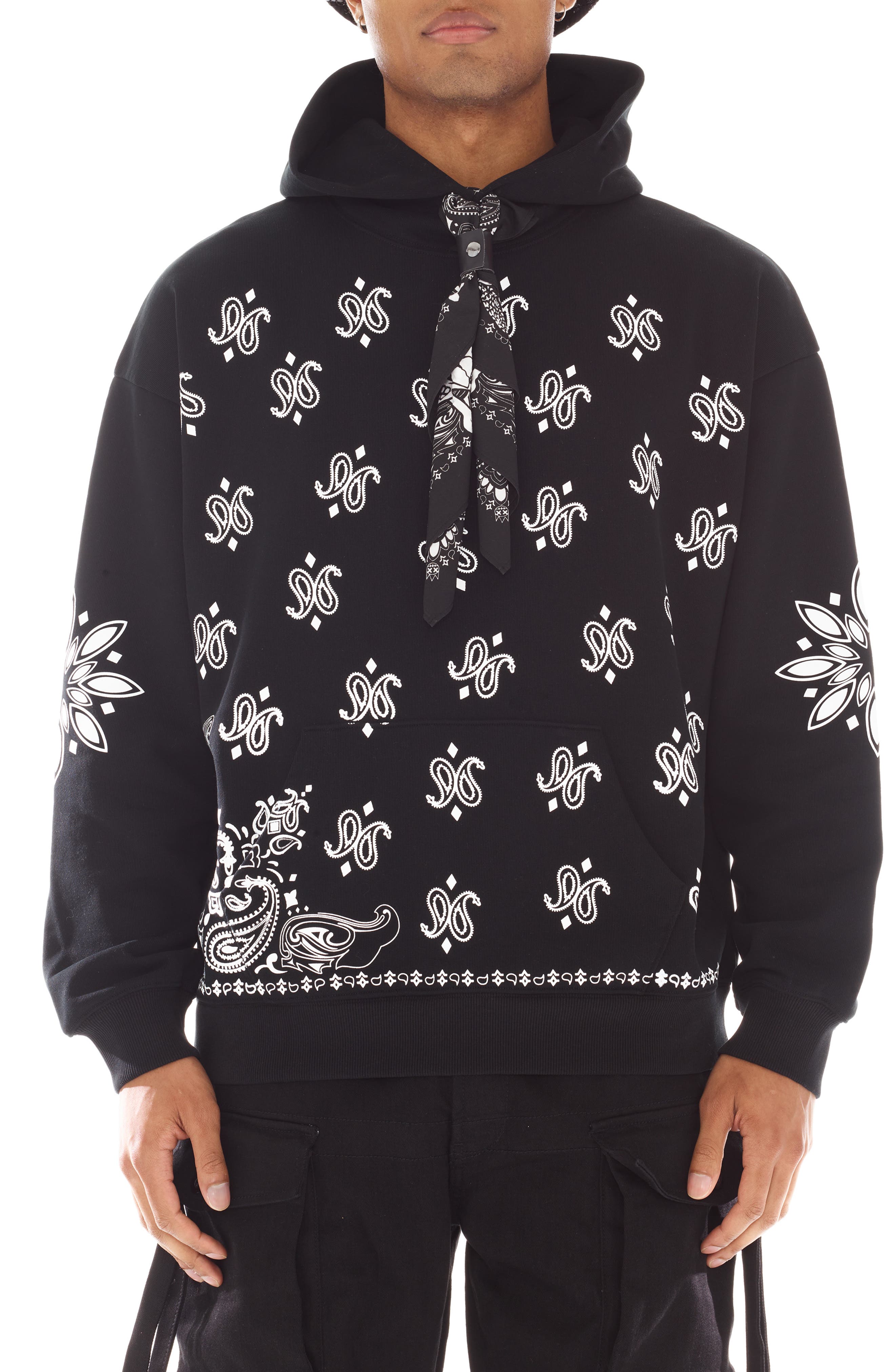 Cult of Individuality Paisley Cotton Graphic Hoodie