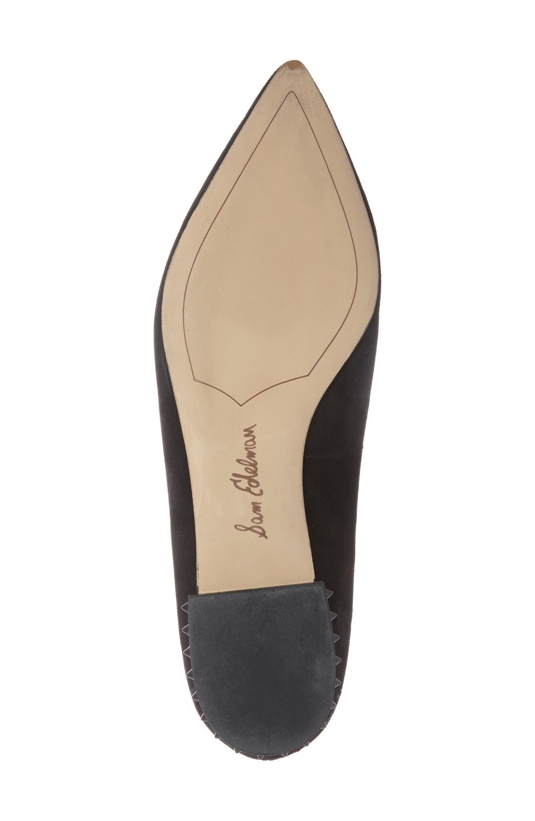 'Reyanne' Spike Rand Pointy Toe Flat, Alternate, color, BLACK SUEDE
