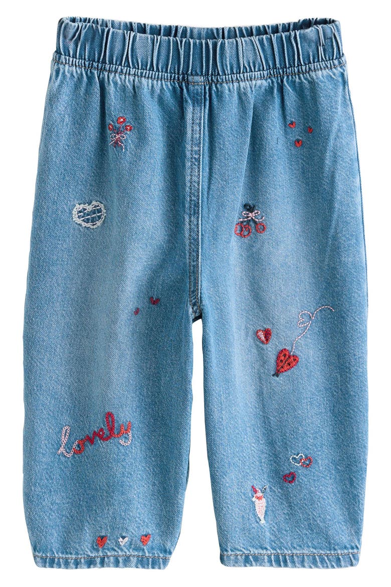 Kids' Heart Embroidered Jeans, Main, color, BLUE