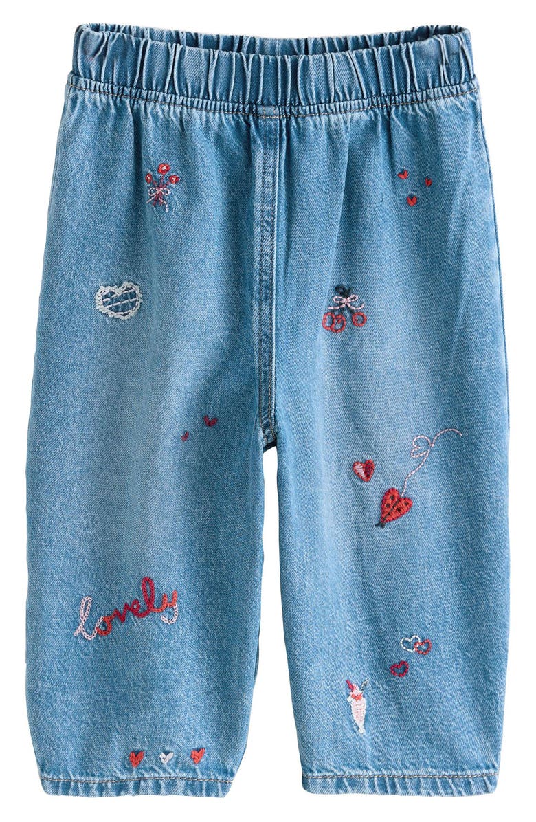 NEXT Kids' Heart Embroidered Jeans, Main, color, Blue