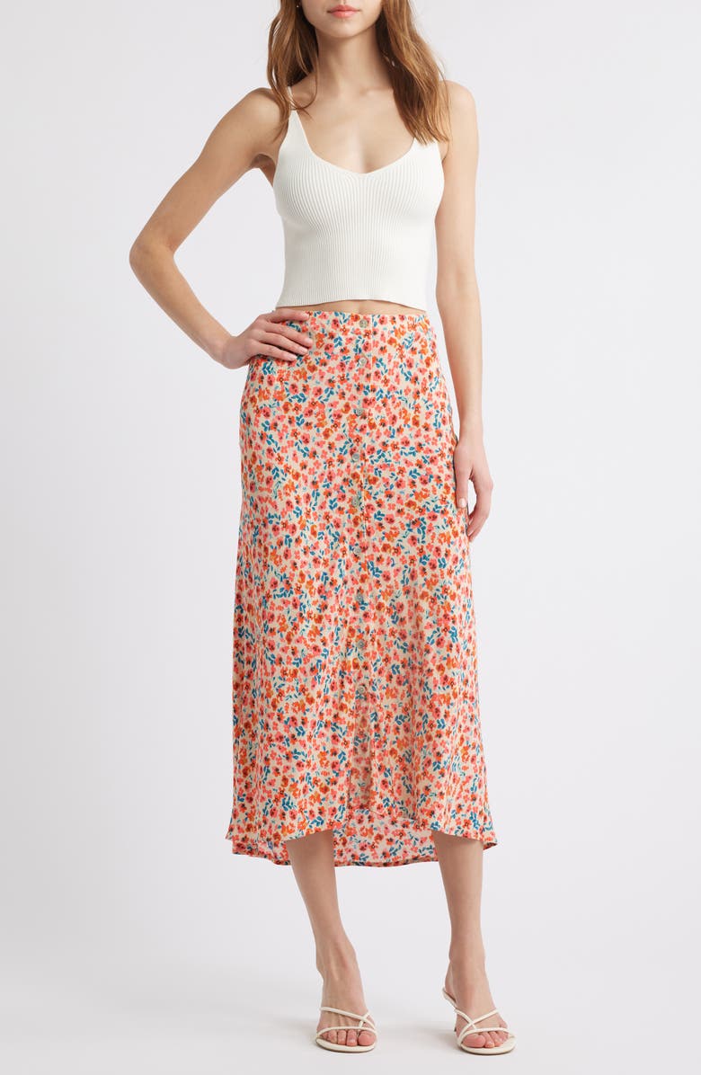 Rails Rosetta Floral Print Button Front Midi Skirt, Alternate, color,