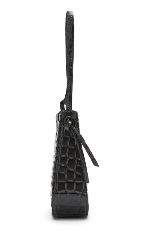 Mango Croc Embossed Faux Leather Shoulder Bag In Grey