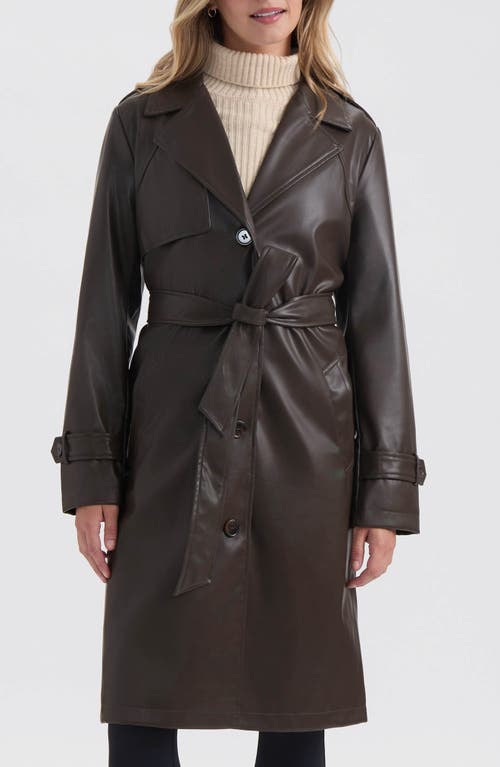 NVLT Faux Leather Trench Coat in Espresso  product
