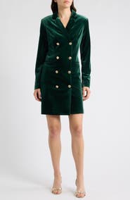 Tahari ASL Long Sleeve Velvet Blazer Minidress