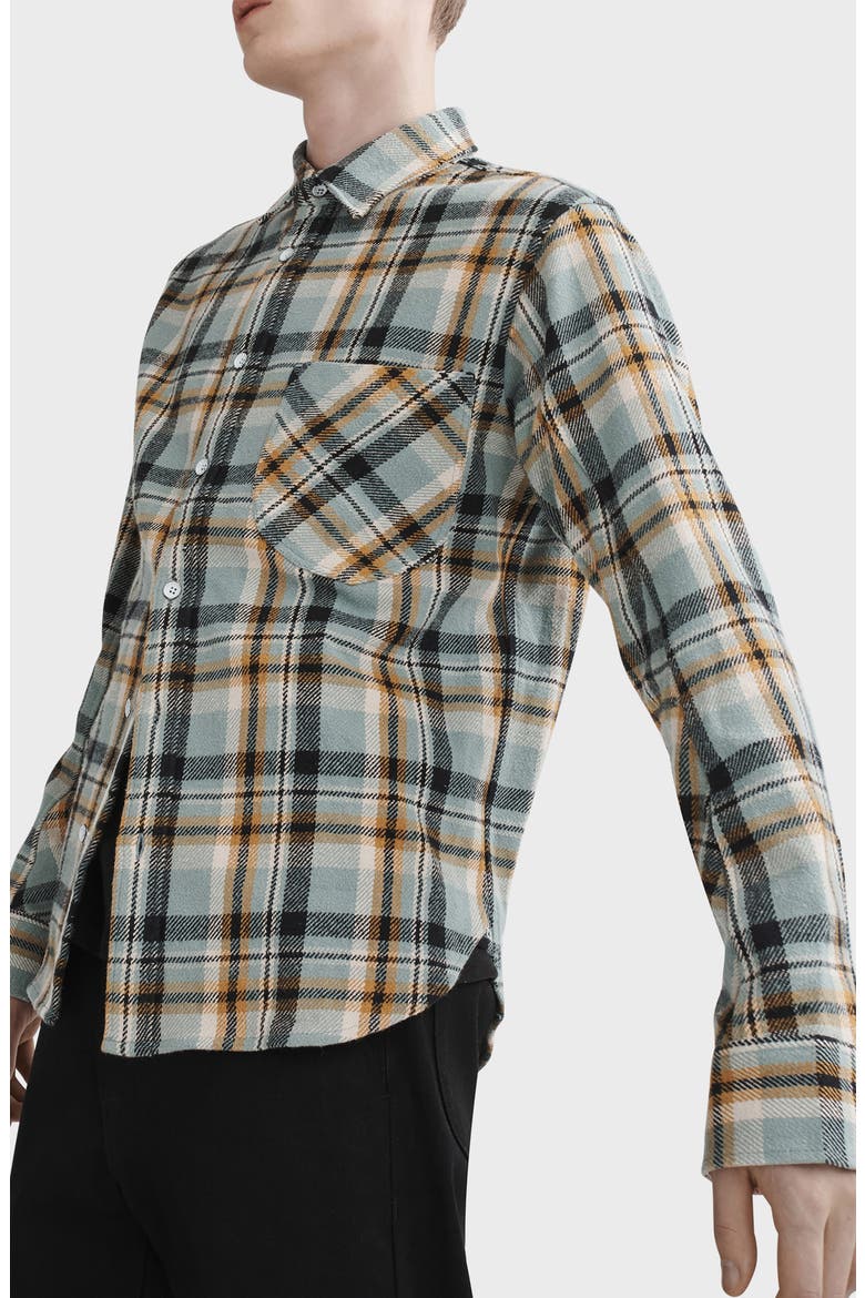 Plaid Cotton Flannel Button-Up Shirt, Alternate, color, GREEN PLAID