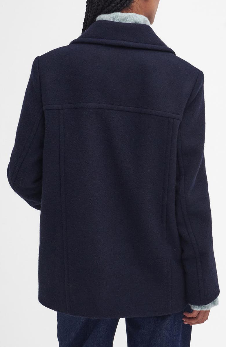 Barbour Ingrid Double Breasted Wool Blend Peacoat, Alternate, color, Navy/ Hessian