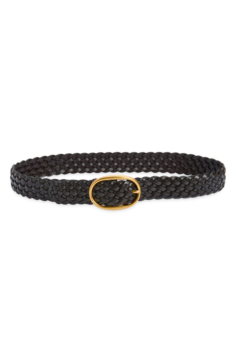 Madewell Woven Leather Oval Buckle Belt, Main, color, Coffee Bean