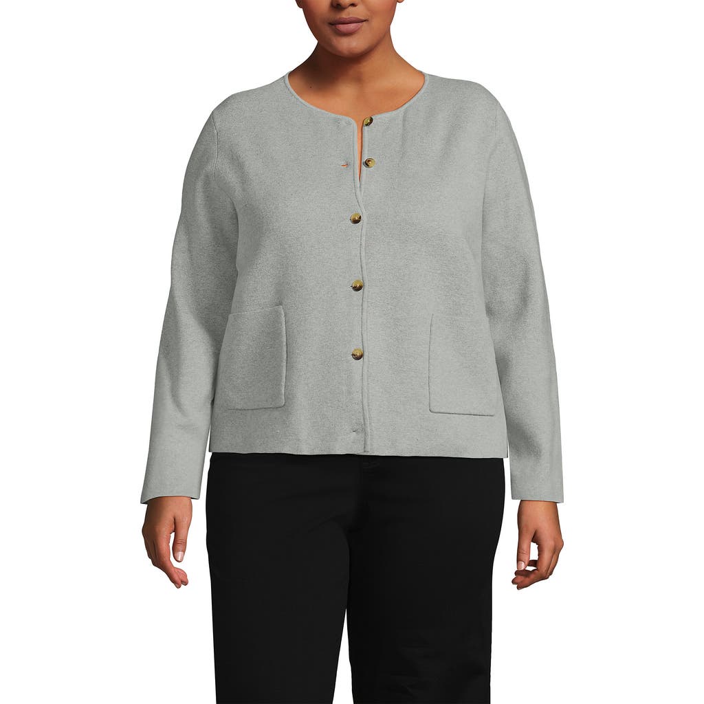 Lands' End Fine Gauge Cotton Milano Blazer Sweater In Gray