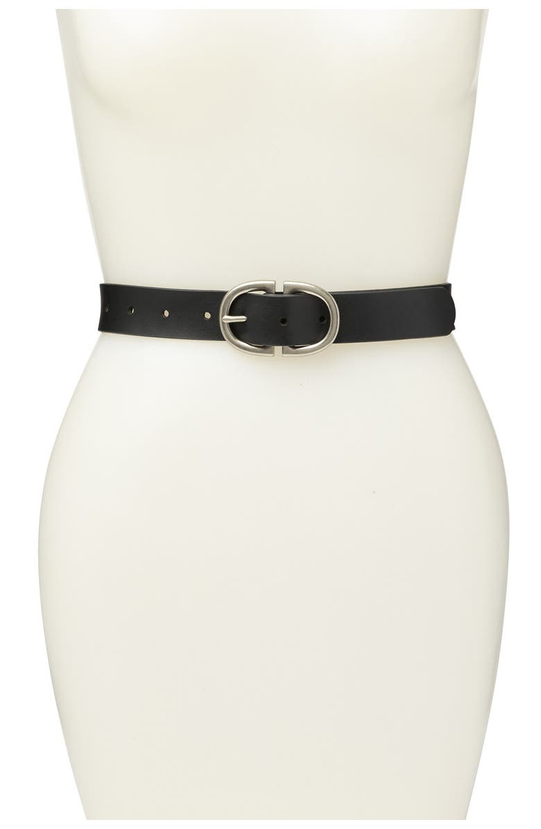 Melrose and Market Melrose & Market Double Buckle Leather Belt, Main, color, Black