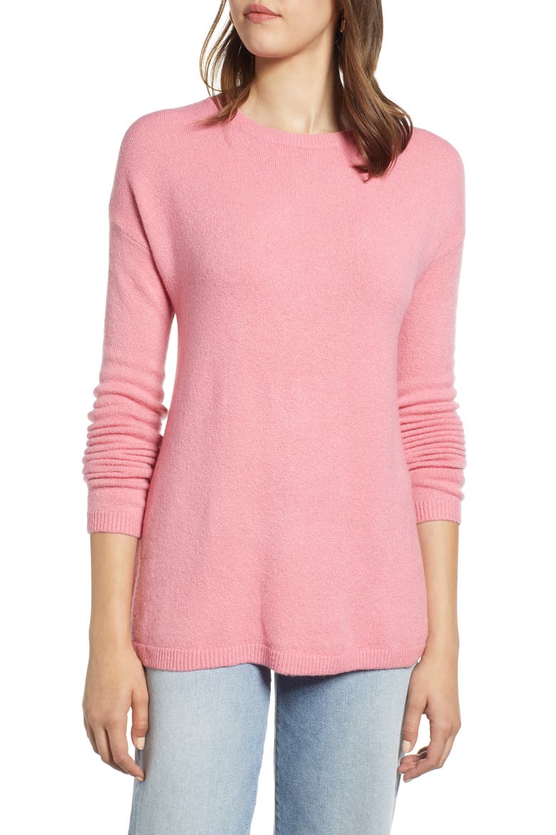 Bow Back Sweater, Main, color, PINK CONFETTI