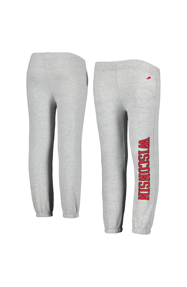 LEAGUE COLLEGIATE WEAR Youth League Collegiate Wear Heather Gray Wisconsin Badgers Essential Pants, Main, color, 