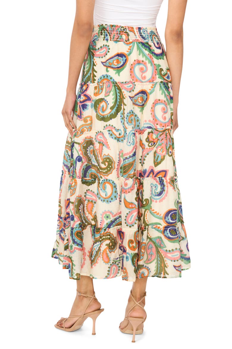 Paisley Tiered Maxi Skirt, Alternate, color, TAFFY PINK