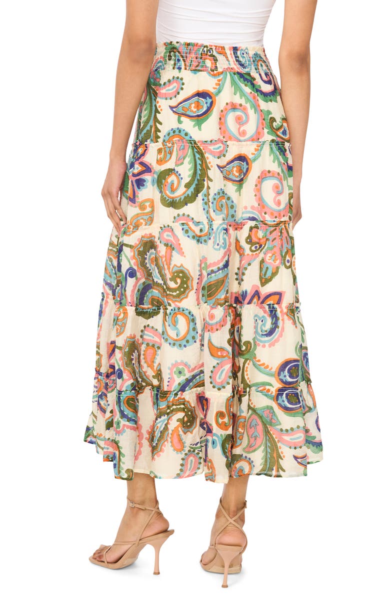 Vince Camuto Paisley Tiered Maxi Skirt, Alternate, color, Taffy Pink