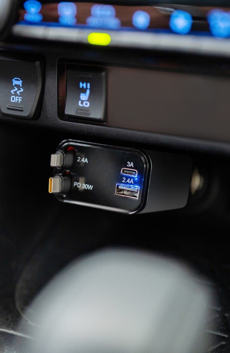 Moxyo Retractable Car Charging Cable, Alternate, color, Black