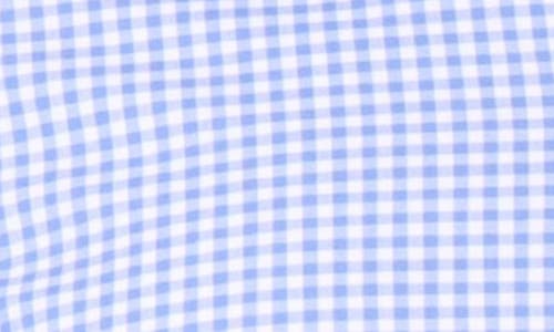 Tailorbyrd Gingham Short Sleeve Stretch Cotton Button-up Shirt In Light Blue