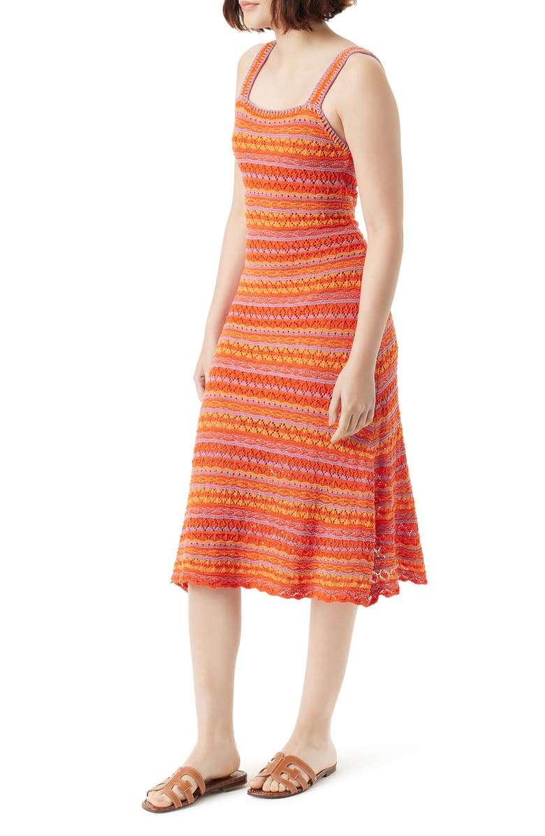 Sam Edelman Sawyer Pointelle Stripe Midi Sweater Dress, Alternate, color, 