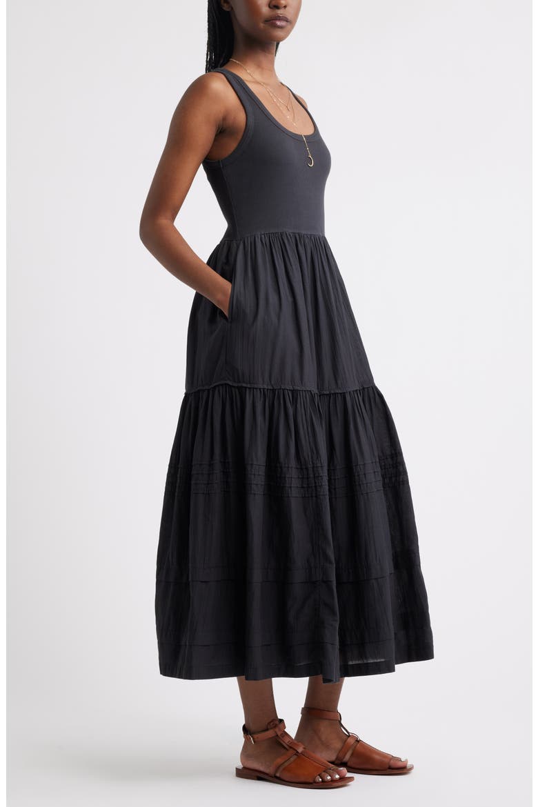 Scoop Neck Midi Dress, Alternate, color, BLACK