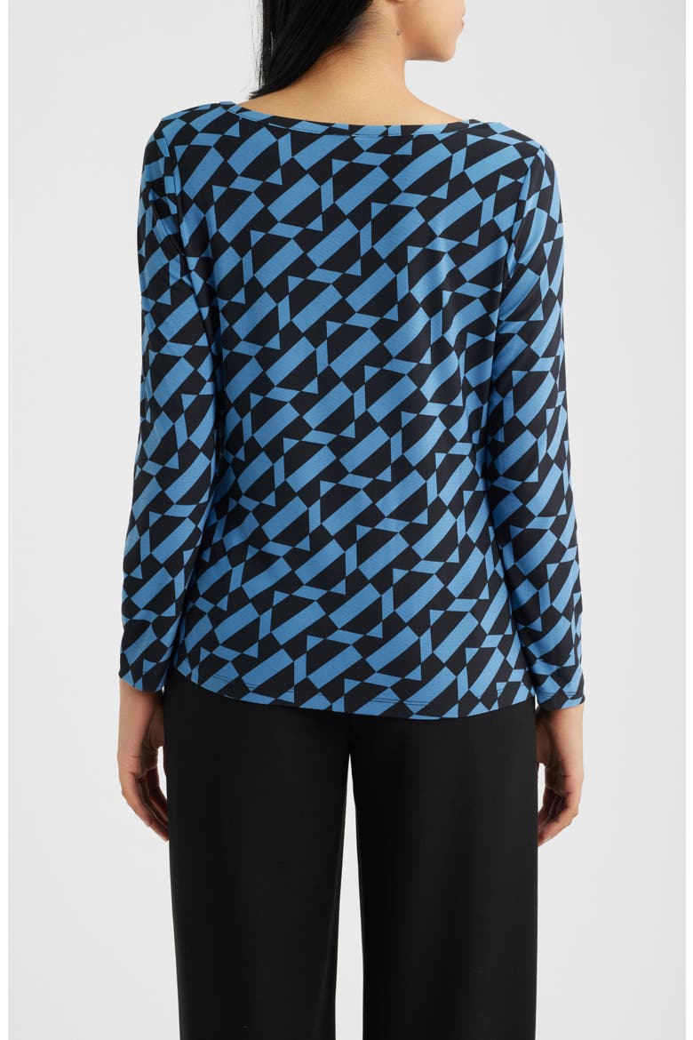 Ruched Rivet Long Sleeve Jersey Top, Alternate, color, ANNE BLACK/ DUTCH BLUE