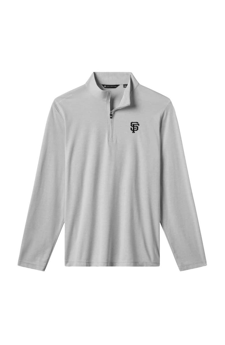 TravisMathew Men's TravisMathew Gray San Francisco Giants Time to Tailgate Tri-Blend Quarter-Zip Pullover, Alternate, color,