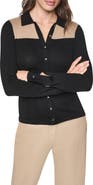 DKNY Colorblock Cotton Cardigan