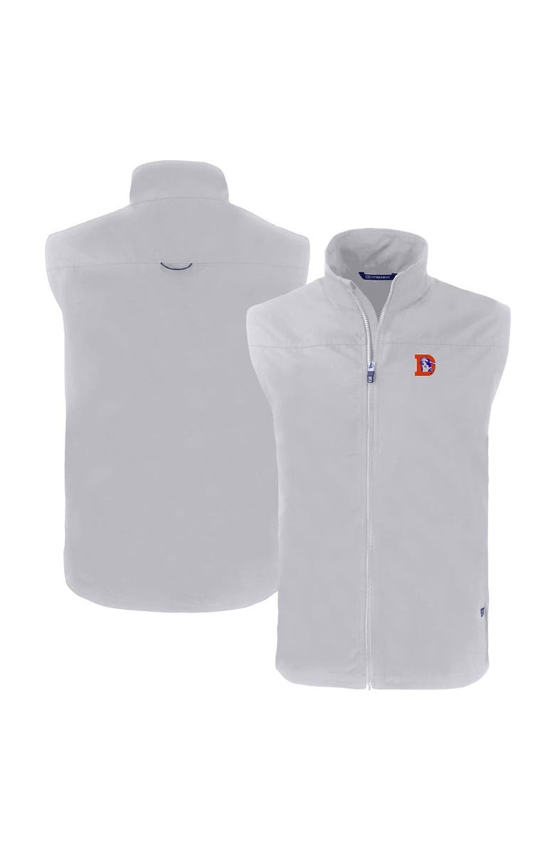 Cutter & Buck Men's Cutter & Buck  Gray Denver Broncos Throwback Charter Eco Recycled Full-Zip Vest, Alternate, color, 