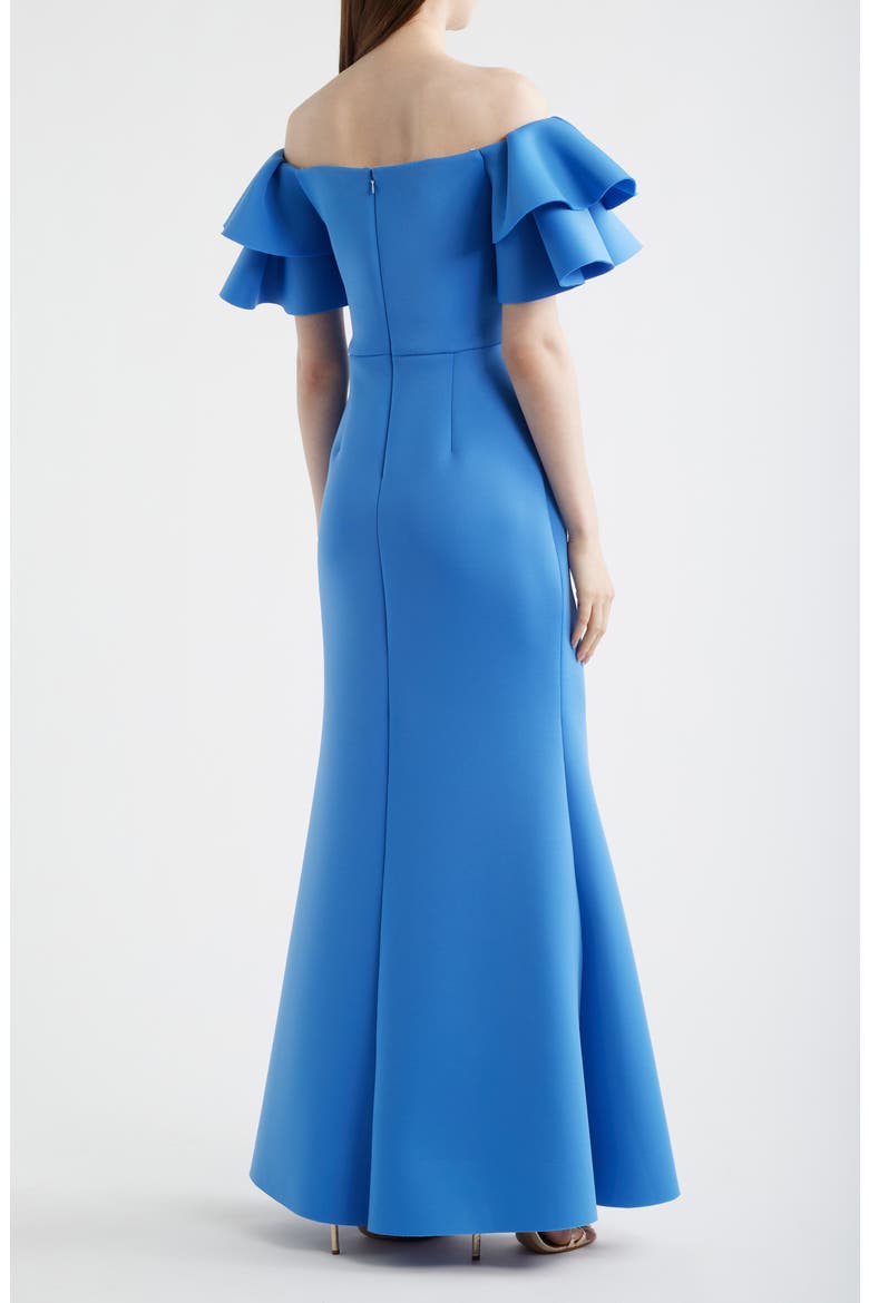 Ruffle Off the Shoulder Mermaid Gown, Alternate, color, PERIWINKLE