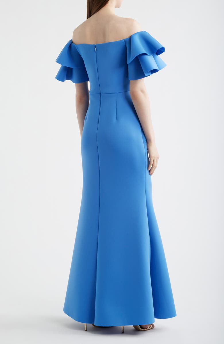 Eliza J Ruffle Off the Shoulder Mermaid Gown, Alternate, color, Periwinkle