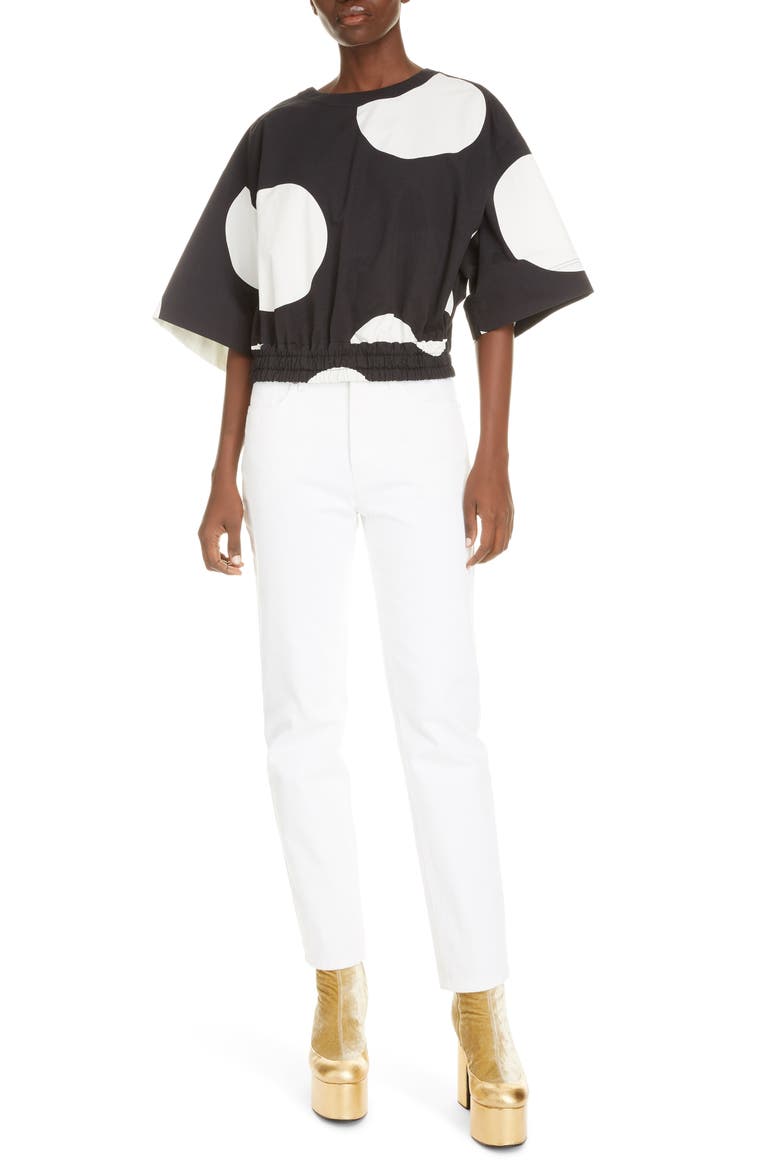 Carta Dot Crop Cotton Top, Alternate, color, BLACK