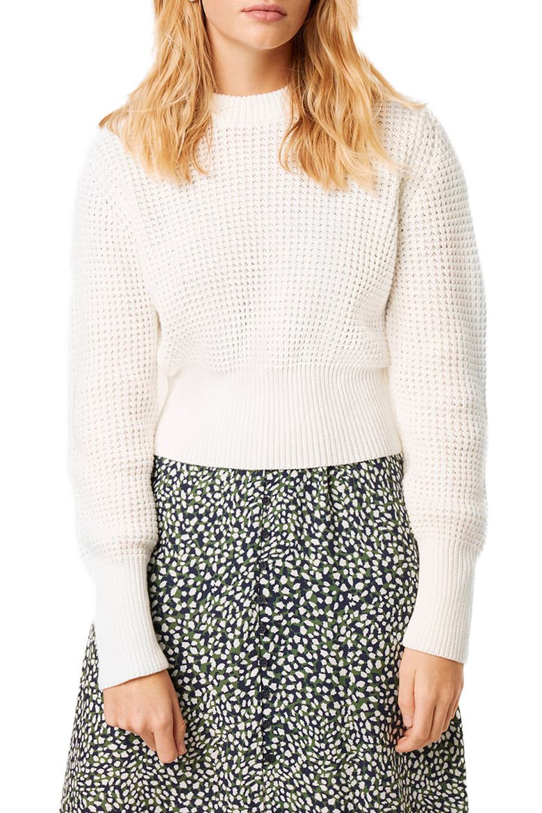 Luna Mozart Waffle Knit Cotton Sweater, Main, color, SUMMER WHITE