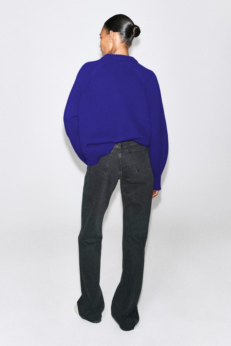 Rounded Wool Crew-Neck Sweater, Alternate, color, COBALT BLUE