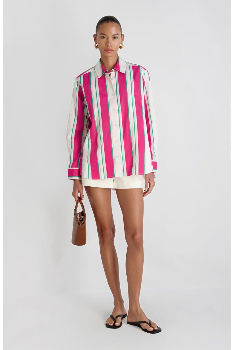 Havana Stripe Button-Up Shirt, Alternate, color, HAVANA STRIPE