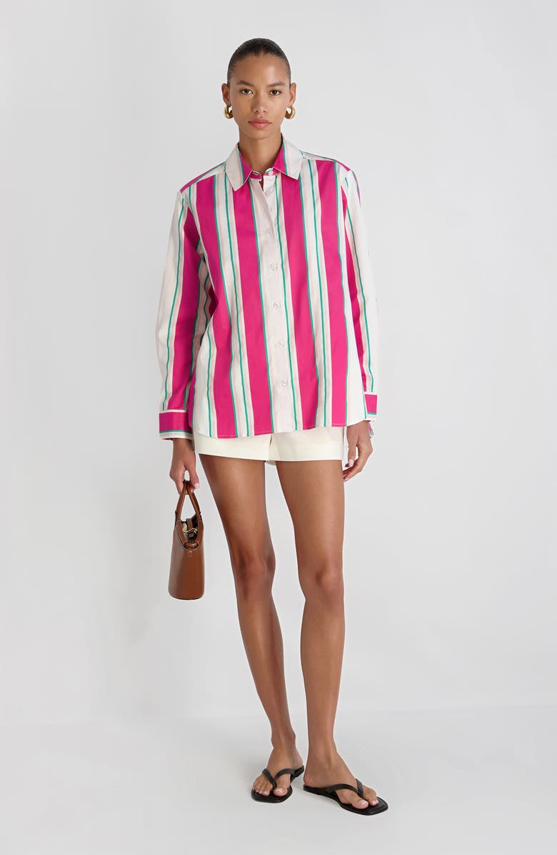 French Connection Havana Stripe Button-Up Shirt, Alternate, color, Havana Stripe